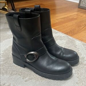 COACH Black Leather Ankle Boots